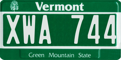 VT license plate XWA744