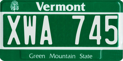 VT license plate XWA745