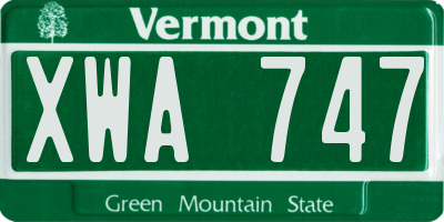 VT license plate XWA747