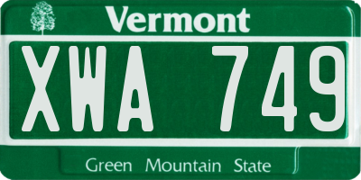 VT license plate XWA749