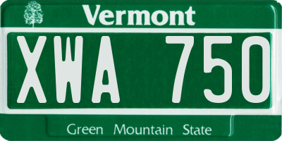 VT license plate XWA750