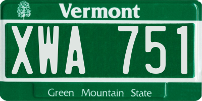 VT license plate XWA751