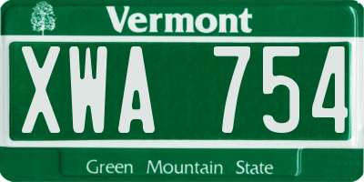 VT license plate XWA754