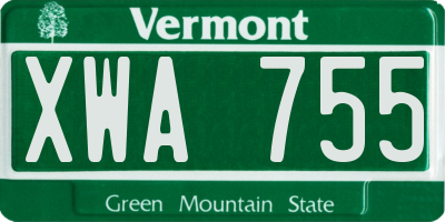 VT license plate XWA755