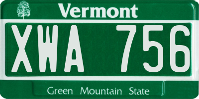 VT license plate XWA756