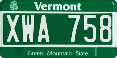 VT license plate XWA758
