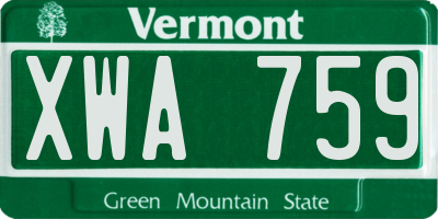 VT license plate XWA759