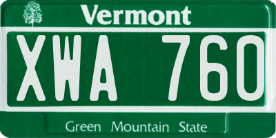VT license plate XWA760