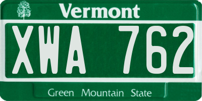 VT license plate XWA762