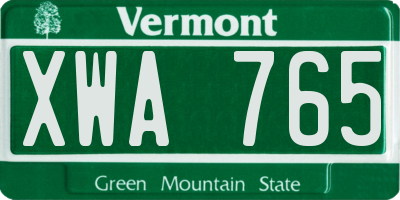 VT license plate XWA765