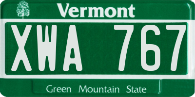 VT license plate XWA767