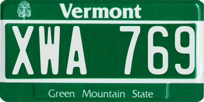 VT license plate XWA769