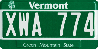 VT license plate XWA774