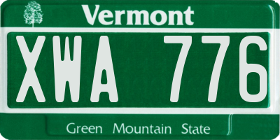 VT license plate XWA776