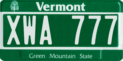 VT license plate XWA777