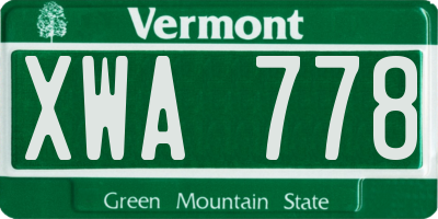 VT license plate XWA778