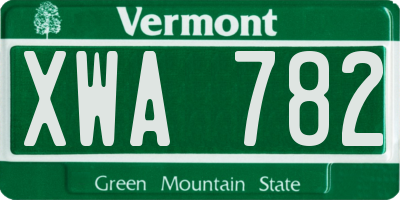 VT license plate XWA782