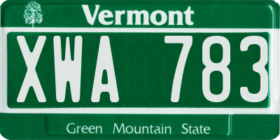 VT license plate XWA783