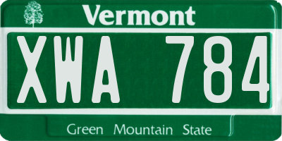 VT license plate XWA784