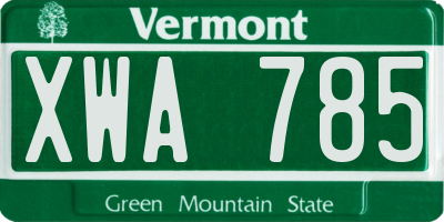 VT license plate XWA785