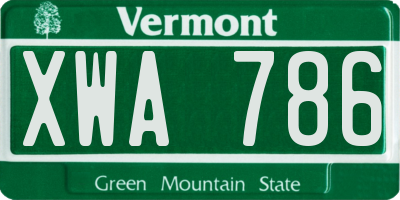 VT license plate XWA786