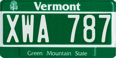 VT license plate XWA787