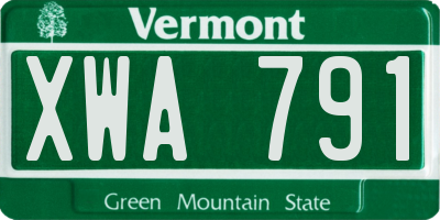 VT license plate XWA791