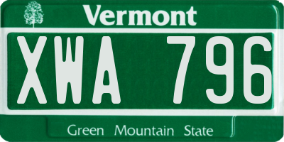 VT license plate XWA796