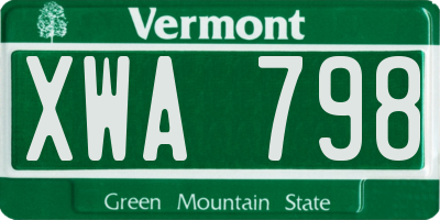VT license plate XWA798