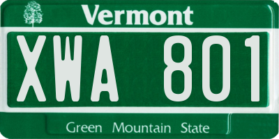 VT license plate XWA801