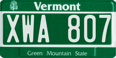 VT license plate XWA807