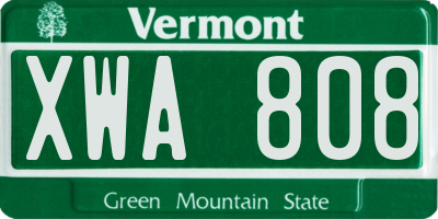 VT license plate XWA808