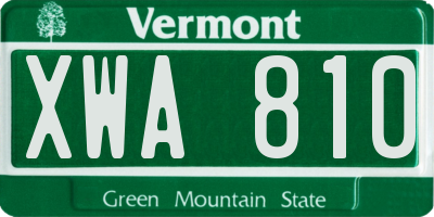 VT license plate XWA810