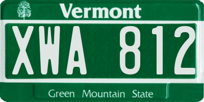 VT license plate XWA812