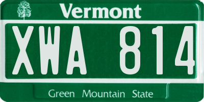 VT license plate XWA814
