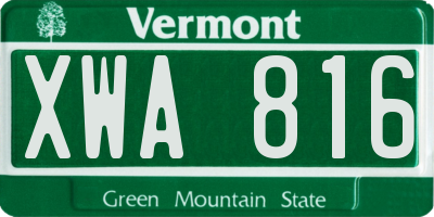 VT license plate XWA816