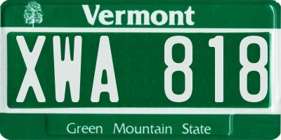 VT license plate XWA818