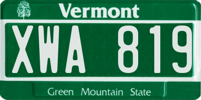 VT license plate XWA819