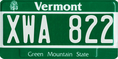 VT license plate XWA822