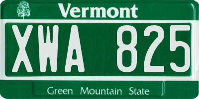 VT license plate XWA825
