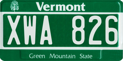 VT license plate XWA826