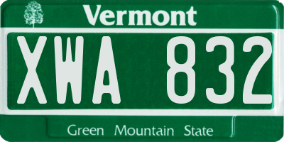 VT license plate XWA832