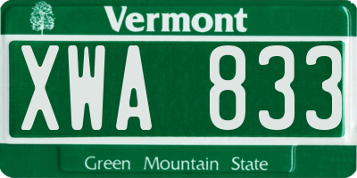 VT license plate XWA833