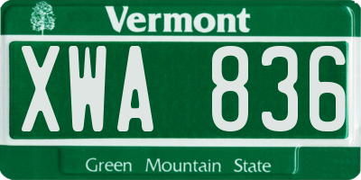 VT license plate XWA836