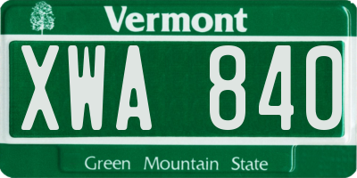 VT license plate XWA840