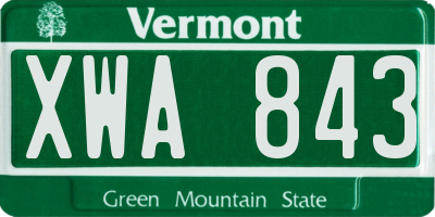 VT license plate XWA843