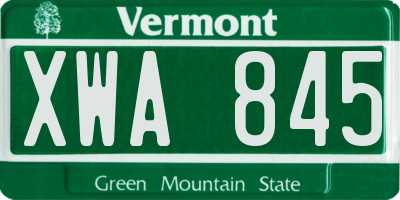VT license plate XWA845
