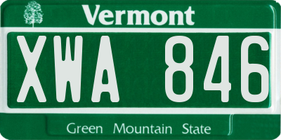 VT license plate XWA846
