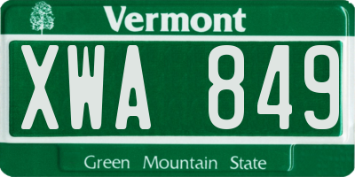 VT license plate XWA849
