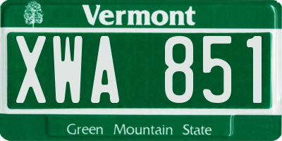 VT license plate XWA851